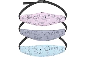 SPOKKI 3Pcs Cale Tete Enfant Voiture, Holder Pour Enfants Bandeau Voiture, Maintien Tete Enfant Voiture, Bandeau Voiture RéGlable Pour Enfant, Protection Du Cou Pour Enfants (Rose, Bleu, Gris)