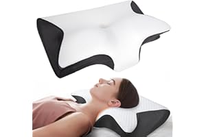 SHULLTJI Curosleep Kissen,Ergonomisches Orthopädisches Kissen Mit konturierter Unterstützung für Seiten,Rücken und Bauch,Ergonomisches Kissen mit Schaumbildung im Nacken und bei Nackenschmerzen (black)