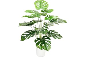 Zelihrdu Planta Artificial con Maceta Plantas Artificiales Decorativas 18 Hojas Altas Realista Palma Árbol Artificial Decoración para Interior Exterior Casa Salón Oficina (Palmera Monstera 75cm)