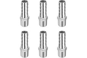 ELEGRIP Barb Schlauchanschluss, Schlauchverschraubung Edelstahl 304, 12mm OD Barb auf 1/4" Außengewinde Verbindungsstück für Schlauch für Wasser Flüssigkeit Luft (6 Stück)
