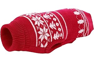 KONVINIT Maglioncino Natale Cane,Maglione Natale Cane Pullover a Maglia per cani caldo Con motivo a fiocchi di neve per Cuccioli di Taglia Medio