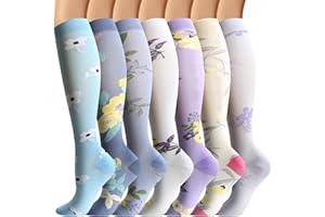 Losvcbcx 7 paires de chaussettes de compression pour hommes et femmes de 15 à 20 mm de titane sont les meilleurs articles sportifs et médicaux pour les infirmières de course, de vol et de voyage