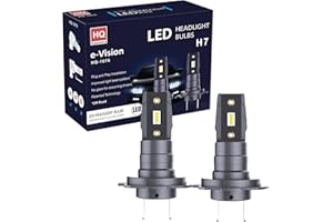HQ Automotive e-Vision H7 LED Headlight Bulb V4, 2500lm, 6000K White, 18W, CanBus Compatible, Plug & Play, Anti-Glare – For Headlights and Fog Lamps