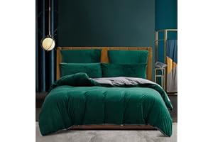 LUOFANFEI Plüsch Bettwäsche 200x220 Winter Dunkelgrün Grün Grau Flauschige Bettbezug Set Fleece Flanell Winterbettwäsche Warm Microfaser Wendebettwäsche und Kopfkissenbezüge 80x80 cm mit Reißverschluss