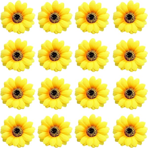 Framendino – 12 Stück Sonnenblumen-Haarspangen Für Frauen & Mädchen (Entenschnabel, Krokodilklemme, Ca. 10 Cm)