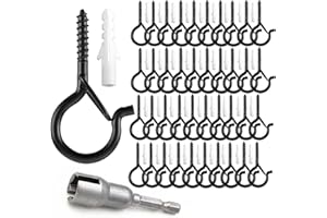 TAIHUIMY 40 Pack Q-Hanger Hooks for Outdoor String Lights, Eye Hooks Screw Christmas Rope Light Clips, Wall Cabinet Ceiling Hooks with Safety Buckle for Light Plants Wind Chimes