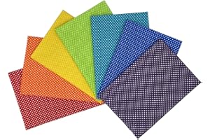 Jukway 7 Stück Baumwollstoff 50 x 50 CM Buntes Stoffpakete Punkte Muster Patchwork Stoffe zum Nähen Quilten DIY Dekoration Basteln Handwerken, Reine Baumwolle Stoff gepunktete Designs (Regenbogen)