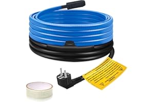 Pipe Heating Cable for Pipe Frost Protection, Ci-Fotto Self-Regulating Heating Cable with Integrated Thermostat to Protect Water Pipes, Metal/Plastic House Pipes, Gutters, Inlet Pipes (4 m, 25 W/M)