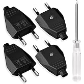 AXFEE Flat Male Plug Plug, 4 Pieces 250V 2.5A European Plug Flat Plug, Pla-no Plug Ench-ufe Bipolar Male Plug, with Screwdriv