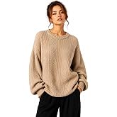 Wear lusso Women's Cable Knit Sweater | Soft Knit Winter Pullover | Round Neck Full Sleeve Relaxed Fit Textured Sweater