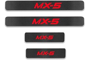 JYMLOV 4 pcs Carbon Fiber Car Door Sill Protector Strips for Ma-zda MX-5 MX 5 MX5, Welcome Pedal Guard Kick Plates Sticker Threshold Cover Auto Decorative Accessories,Red