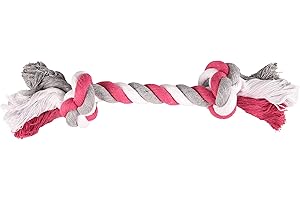 Flamingo Jouet Chien – Jim Corde avec 2 Nœuds Fuchsia – M 31×5×6 cm – Coton – Hygiène Dentaire – Toucher Doux