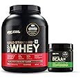 Optimum Nutrition (ON) Gold Standard 100% Whey (5 lbs/2.27 kg)(Double Rich Chocolate) & Optimum Nutrition BCAA, 5g BCAAs in 2:1:1 Ratio, 30 servings (250gm, Green Apple) COMBO