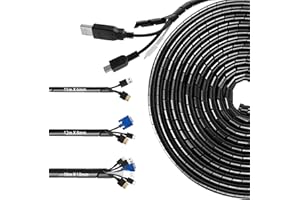 QUOTRE Gaine Spirali per Cavi Nera, 3 pezzi Spirale Avvolgicavo, 6mm(15m), 8mm(12m),10mm(10m), Guaina per Cavi Universale, Per cavi TV, computer e auto, adatto per casa e ufficio