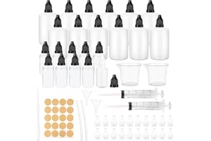 Bearrerp Tropfflasche, 32 Stk Liquid Flaschen12x100ml+10x10ml Dropper Bottle Quetschflaschen, mit Kindersicherung Deckel,zum Befüllen Dosierflasche, Inkl Trichter Messbecher Etiketten Transfer Pipette