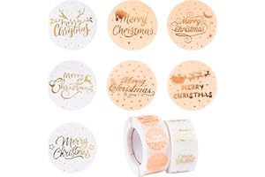 FLOFIA 1000pz Adesivi Natale Natalizi (Dia. 25mm) Etichette Adesive Natalizie Rotonde Adesivi Decorativi per Pacchetti Pacchi Regalo Biglietti Cartolina d’Auguri Festa di Natale