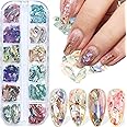 SYOSI Seashell Nail Art Sequins, 3D Irregular Nail Art Glitter Flakes Nail Art Decorations Colorful Manicure UV Gel Flake Nail Sequins (12 Colors)
