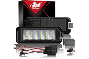 WinPower LED Éclairage plaque immatriculation ampoules super brillant CanBus Pas d'erreur 6000K blanc 18 SMD Feux arrière Compatible avec Passat B6 B7 B8 CC Golf 4 5 6 7 Polo 9N 6N etc., 2 Pièces