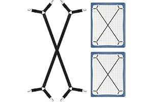 CHRORINE Bed Sheet Holder Straps Adjustable Sheet Fasteners Clips Keep Bedding Stays in Place, 2 Pcs/Set, Black