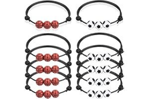 KOQAIIZ 10 Pièces Football Basketball Bracelet Ballon Sportif Bracelets Bracelet de Perles Réglable Sport Bracelet Amitié Enfant Football Accessoire Football Cadeau d’Équipe