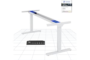 FLEXISPOT E1 Pro Escritorio Elevable Eléctrico con 2 Motores Carga de 100KG, Escritorio Ajustable en Altura de Acero 70-119CM, con 4 Funciones de Memoria Escritorio de pie, Blanco