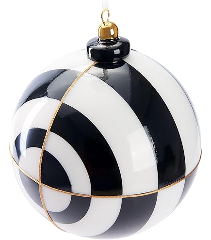 BRUBAKER Pallina di Natale Premium Motivo Oro-Nero - Pallina in Vetro da 10 cm - Fatta a Mano - Ciondolo per Decorazione dell'Albero di Natale - Pallina dell'Albero di Natale