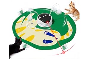 Gardner Pet Jouet Interactif pour Chat 5-en-1 Rechargeable, Jeu Automatique de Cache-Cache avec Plumes Mobiles, Billes Roulantes et Sons d'oiseaux, Jouet d'Intérieur pour Toutes Races -Chat
