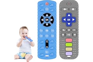 FANCYWHOOP Teething Toys for Baby - 2 Pack Baby Teething Toy, Soft Silicone Remote Control Baby Toys, Baby Teether Toy for 3-12 Month Babies, Teeth Chew Massage Gift for 0-3 Year Old Newborn Baby Toddler Infant