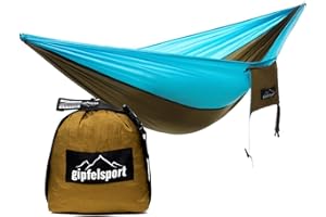 gipfelsport hamac Ultra léger en Soie de Parachute Olive/Bleu Clair avec Cordes