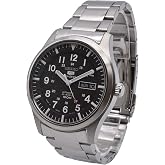 Replay SEIKO Erkek SNZG13 SEIKO 5 Otomatik Siyah Kadranlı Paslanmaz &Ccedil;elik Bileklik Saat, Siyah, 41.8 mm, Mekanik, kendinden k