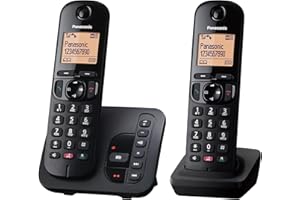 Panasonic KX-TGC262EB Digital Cordless Phone for Elderly with Nuisance Call Block, Answering Machine, Easy-to-read Display, Hands-Free Speakerphone, Alarm Clock, Twin Handset Pack
