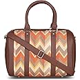 ZOUK Printed Vegan Leather Handmade Women's Handbags with double handles and detachable Sling Strap