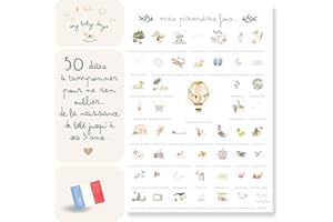 My Baby Days | Affiche Mes Premières Fois à Tamponner | Cadeau de naissance bébé fille ou garçon | jeune maman femme enceinte | carte étapes | Tableau à personnaliser (Affiche classique seule A3)