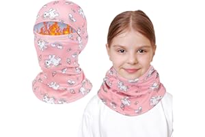 AYPOW Passamontagna Invernale in Pile Termico Bambini 4-10 Anni, Multifunzione Antivento Caldo Maschera da Sci Ciclismo, Berretti Cappello con Scaldacollo, per Ragazzi Ragazze Sport all'Aria Aperta
