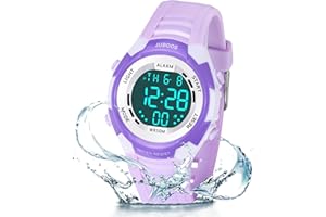 Juboos Reloj digital deportivo para niños, 7 colores con luz led, resistente al agua, con alarma, cronómetro, reloj de pulsera para niños y niñas de 5 a 18 años