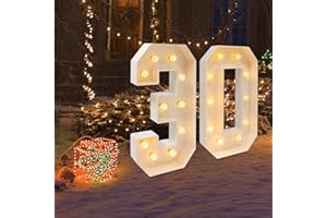 BIGGITTIG Chiffre Lumineux Geant Chiffre Anniversaire Lights Décoration Led Chiffres 2000-3000K Numéros Lumineux Chiffres Lumineux Lettres,Pour Anniversaire, Fête, Décoration De Fond (30)