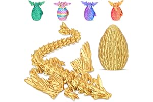 BALKWAN Winged Dragon Inside Surprise Egg Fun Collectible Toy Gift for Kids and Adults, 3D Printed Fantasy Dragon Ideal for Christmas Easter Birthdays and Holiday Decorations (Gold, Medium)