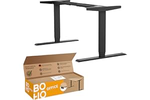 ‎BOHO OFFICE boho office® Höhenverstellbarer Schreibtisch Gestell - Elektrisch stufenlos, 2 Motoren, 3-Fach Teleskop, Memoryfunktion, Kollisionsschutz, Kindersicherung, einfacher Aufbau - Homedesk Schwarz