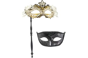 Coddsmz Masquerade Mask for Women on Stick Venetian Masks Costume Party Masks Mardi Gras Mask Christmas Halloween