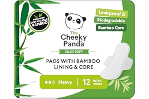 The Cheeky Panda Organic Sanitary Towels for Women – Heavy Flow – 12 Organic Pads Per Pack - with Bamboo Pads and Core