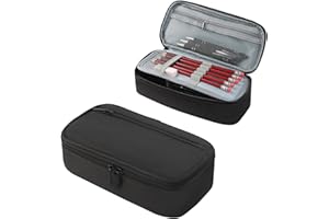 KAHOUI Federmäppchen Erwachsene Große, 2 Fach Oxford-Stoff Mäppchen Teenager, Tragbares Federmappe mit Reißverschluss, Federtasche für EIN 20 cm Lineal, Pencil Case für Schulsachen Büro(Schwarz)