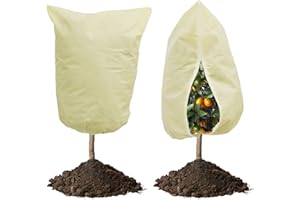 FEIZEISUN Plant Fleece Frost Protection, 2 Pcs 80gsm 80 x 120cm Plant Frost Protection Covers for Winter, Garden Fleece Bags Jackets for Plants with Zipper and Drawstring