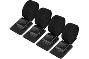 URAQT 4 Pcs Cinghie di Tensione, 1 M x 2.5 cm Cinghie di Ancoraggio Cinghia con Fibbia per Fissaggio del Carico Bici Portapacchi, Kayak, Moto e Auto, Trazione: 500kg / Pezzo (Nero)