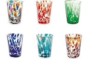 H&H Set 6 Bicchieri Veneziano In Vetro, Multicolore, Cl 5