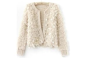 FRESQA Nuovo Cappotto Femminile Autunno Inverno Hollow Morbido Maglione retrò Cardigan Lavorato a Maglia Maglione con Paillettes