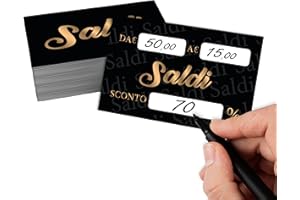 KAÏDENSÏ Cartellini Saldi Personalizzati Originali - 100 Bigliettini Buono Sconto Saldi - Cartoncino Cartellino per Sconti Originale