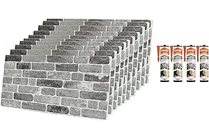 IZODEKOR Paneles de pared de poliestireno 3D para revestimiento de pared con sellado adhesivo, gris y negro, (Pfad von Grau) (10 paneles y 4 selladores adhesivos incluidos)