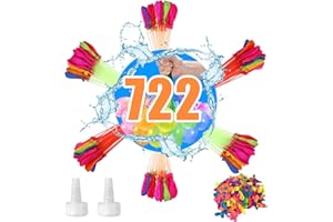 FVEVQE 722PCS Self-Sealing Water Balloons, Quick Fill - Water Balloons for Kids Easy Fill, Bunch O Compatible, Suitable Safe Splash Balls for Beach, Pool Parties & Birthdays (Color Random)