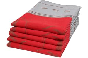 ‎ZOLLNER ZOLLNER 5er Set Geschirrtücher, 50x70 cm, Baumwolle, Kaffee Motiv, rot