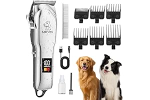 KAEFUYS Maquina Cortar Pelo Perros Recargable Bajo Nivel de Ruido Cortapelos Perros Profesional IPX7 con Pantalla LCD y 6 Peines Adecuados para Largo y Pelo Grueso